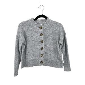Madewell Broadway Cardigan Button Sweater Cropped Knitted Marled Grey XXS